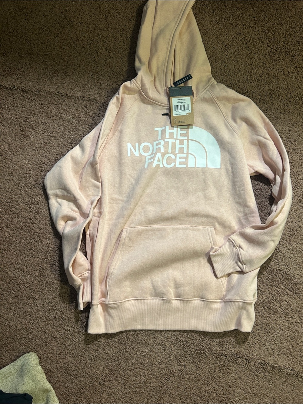 The North Face Light Pink Pullover Hoodie with White Logo